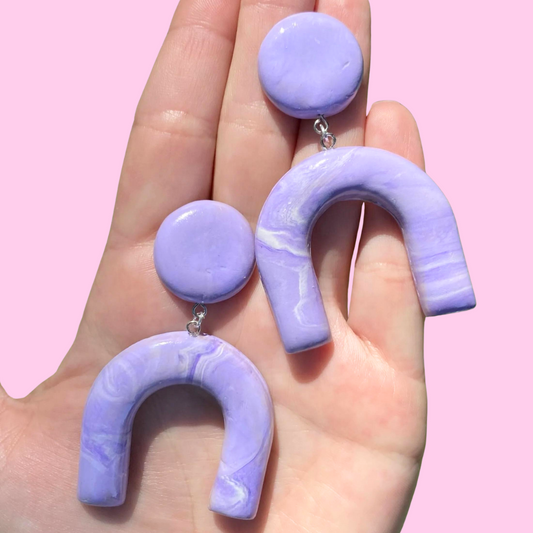 Lavender Marble Arch Clay Earrings