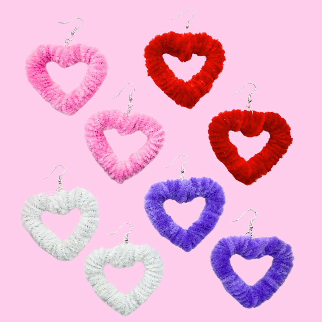 Fuzzy Heart Earrings