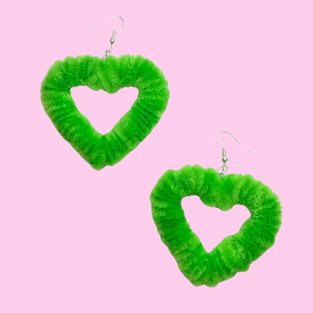 Fuzzy Heart Earrings