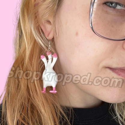 Pink 3 Headed Duck Goose Earrings