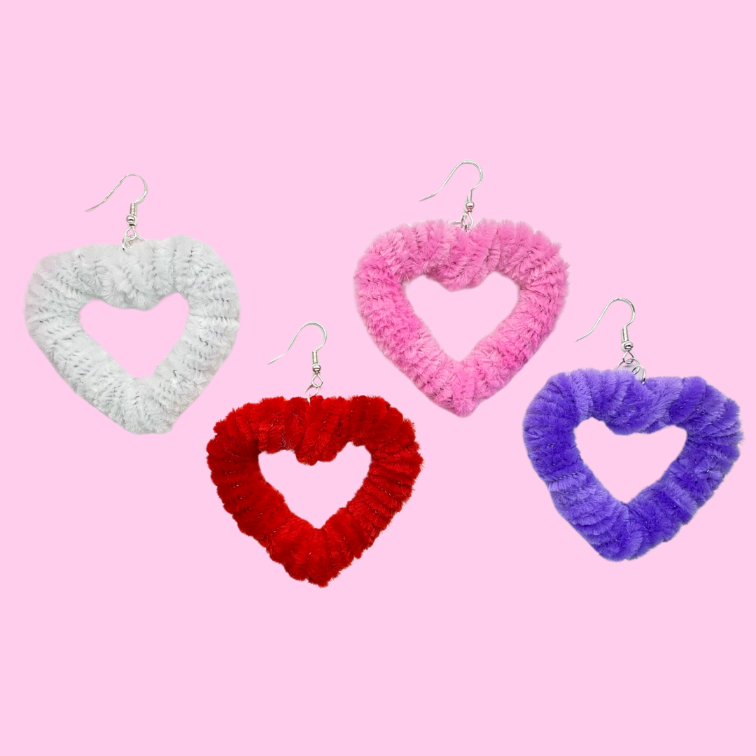 Fuzzy Heart Earrings
