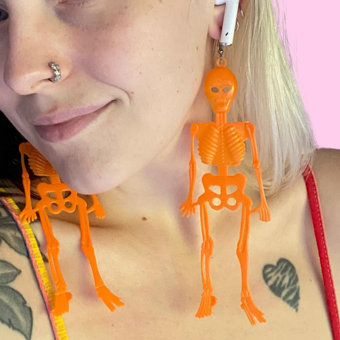 Long Skeleton Earrings