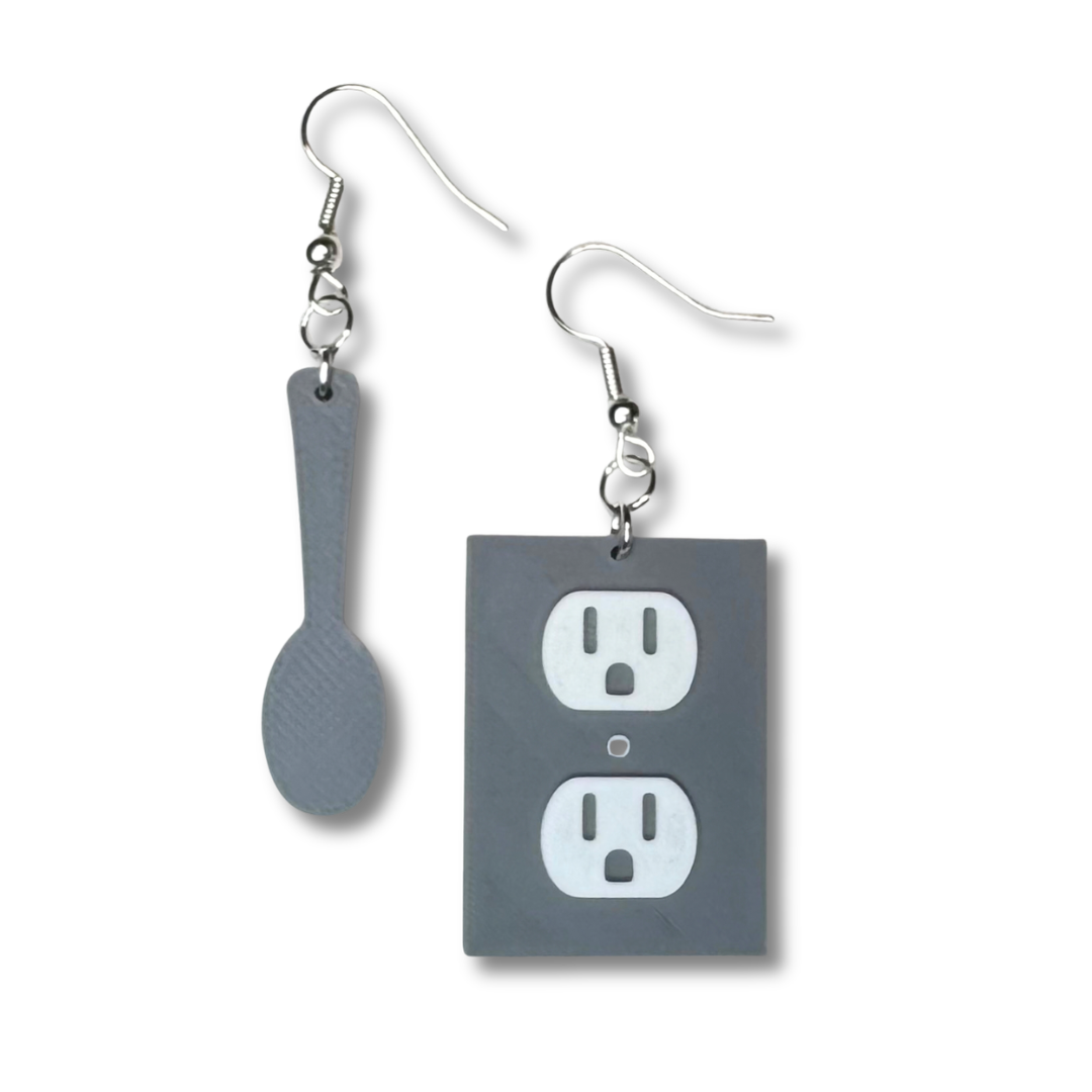 Fork and Outlet Dark Humor Earrings