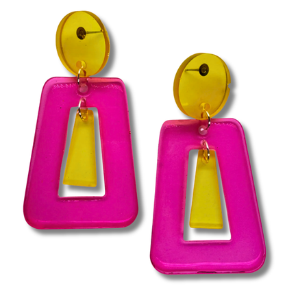 Neon Rectangle Dangle Earrings
