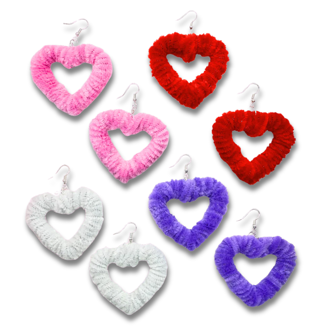 Fuzzy Heart Earrings