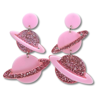 Pink Planet Stud Earrings