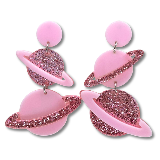 Pink Planet Stud Earrings