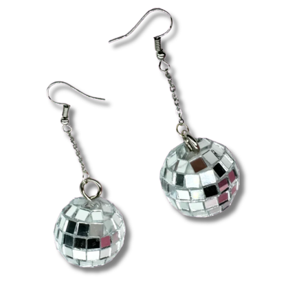 Silver Disco Queen Earrings