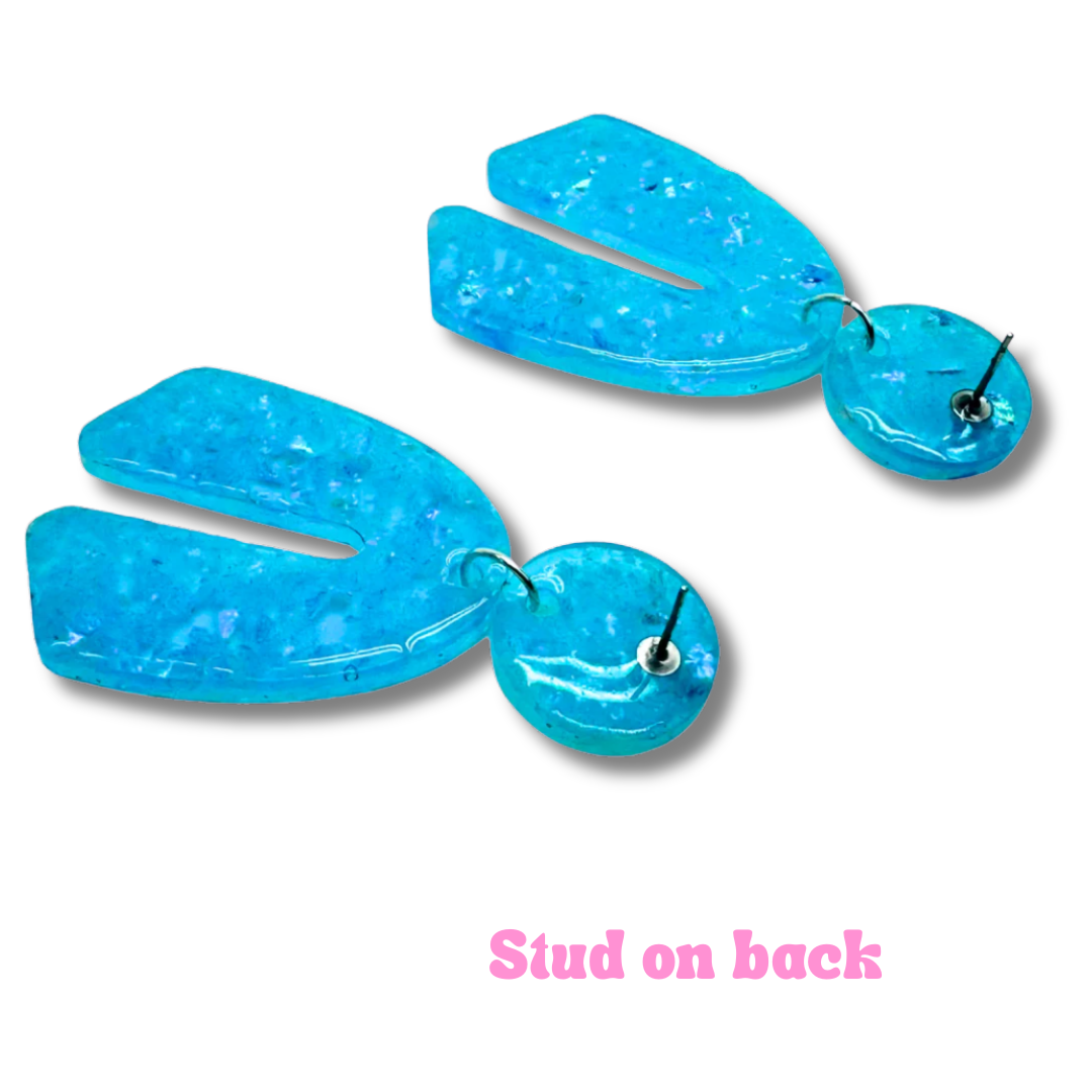 Diamond Blue Sparkle Stud Earrings