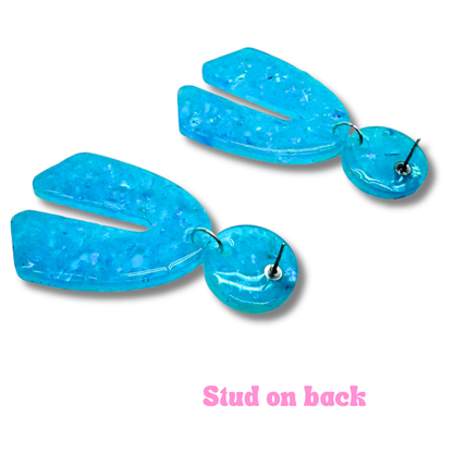 Diamond Blue Sparkle Stud Earrings