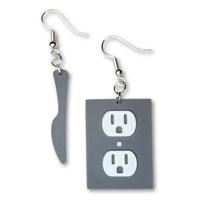 Fork and Outlet Dark Humor Earrings