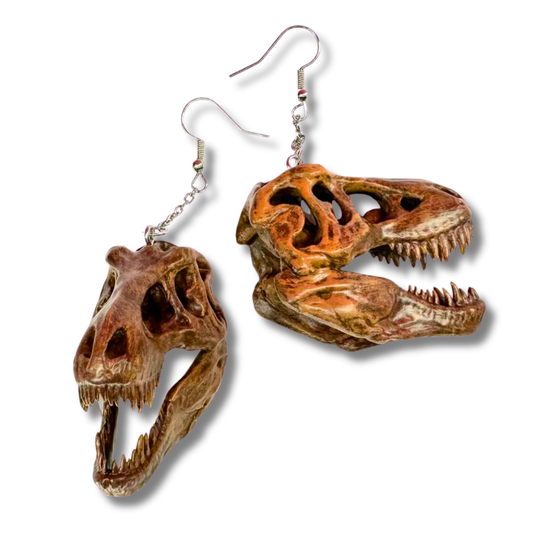 T-Rex Dinosaur Skull Earrings