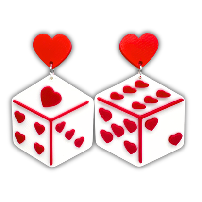 Heart Dice Stud Earrings
