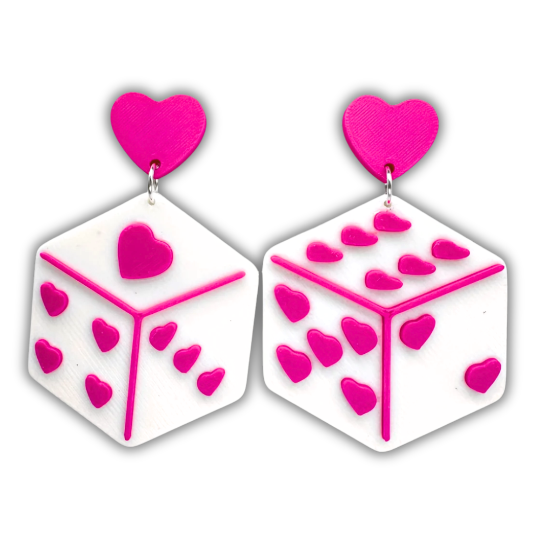 Heart Dice Stud Earrings
