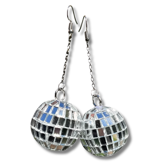 Silver Disco Queen Earrings