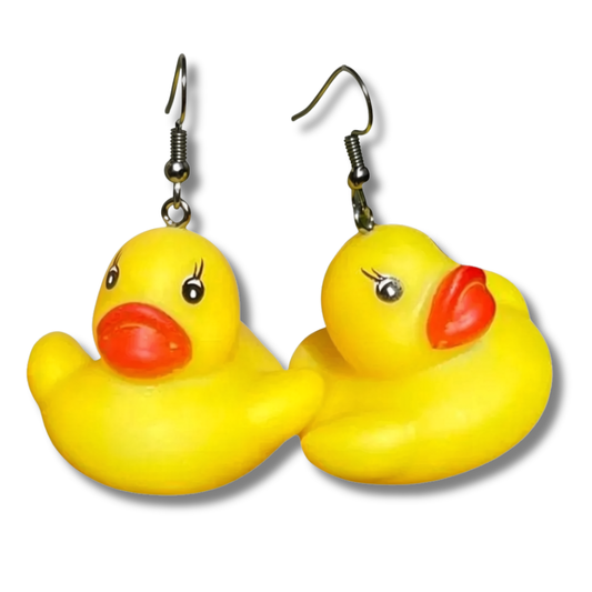 Yellow Rubber Duck Toy Earrings
