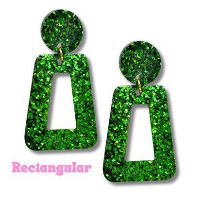 Green Glitter Stud Earrings