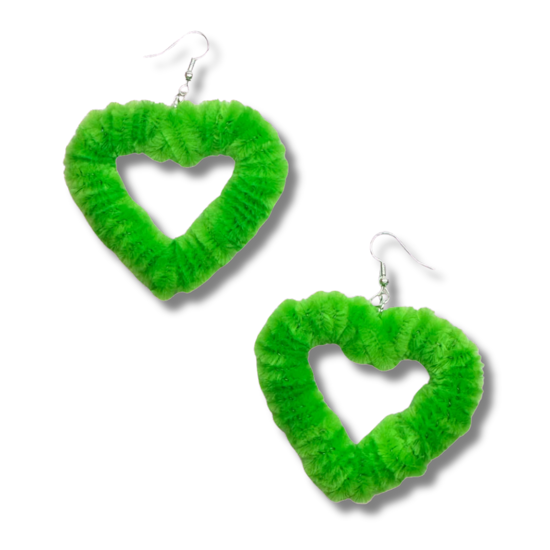 Fuzzy Heart Earrings