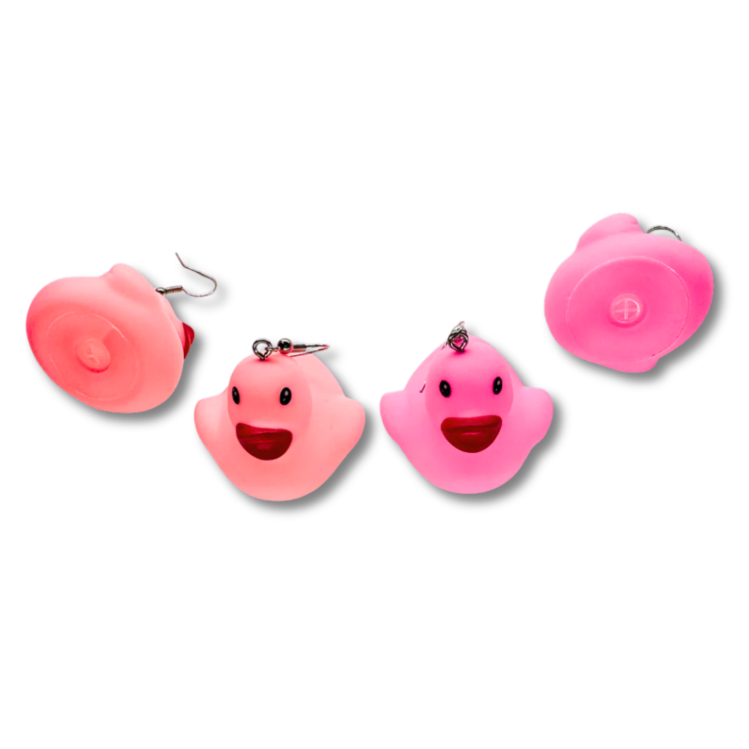 Pink Rubber Duck Earrings