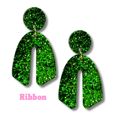 Green Glitter Stud Earrings