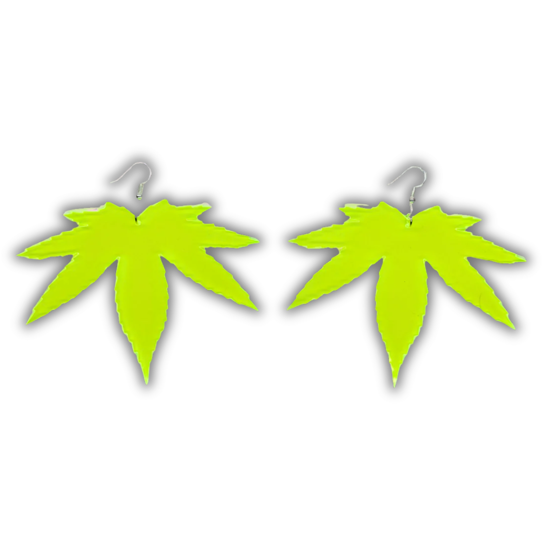 Neon Weed Leaf Earrings