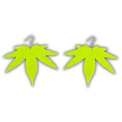 Neon Weed Leaf Earrings