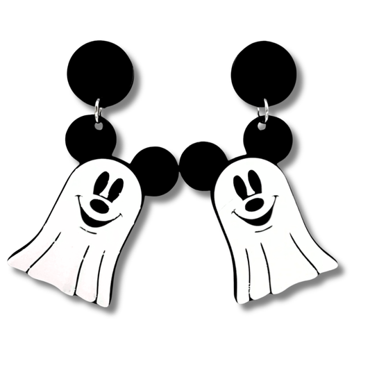 Ghost Mouse Dangle Stud Earrings