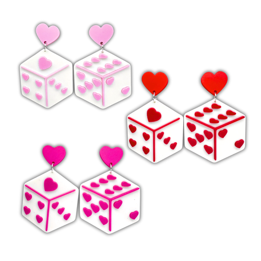 Heart Dice Stud Earrings