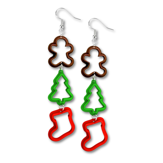 Christmas Cookie Cutter Dangle Earrings