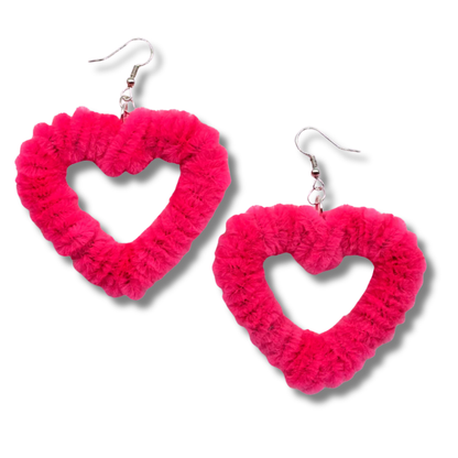 Fuzzy Heart Earrings