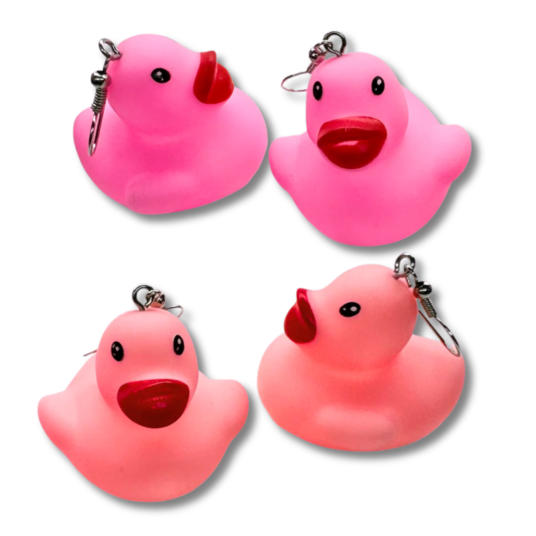 Pink Rubber Duck Earrings
