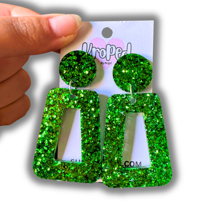 Green Glitter Stud Earrings