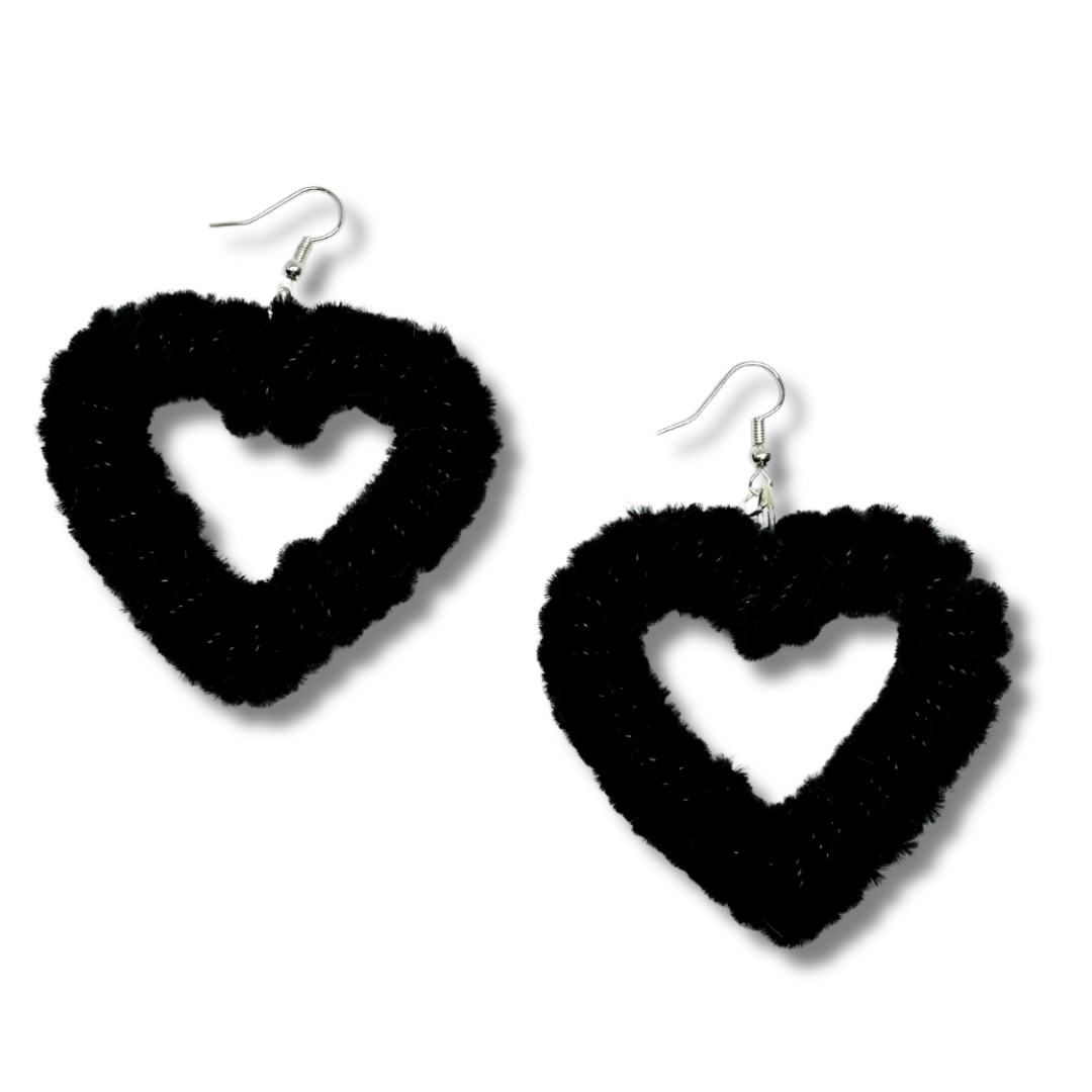 Fuzzy Heart Earrings