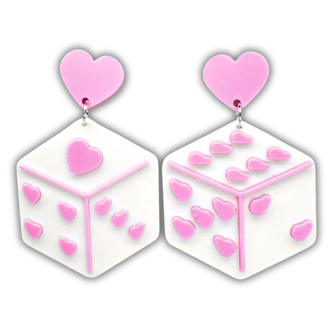 Heart Dice Stud Earrings