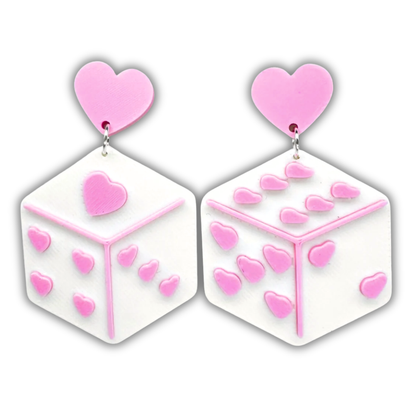 Heart Dice Stud Earrings