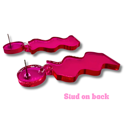 60's Neon Wavy Dangle Stud Earrings