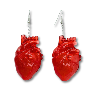 Red Anatomical Heart Earrings