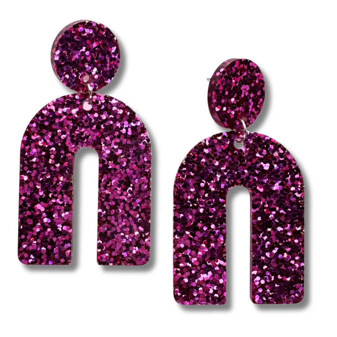 Glitter Arch Stud Earrings