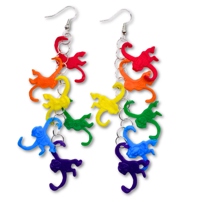 Rainbow Monkey Chain Earrings