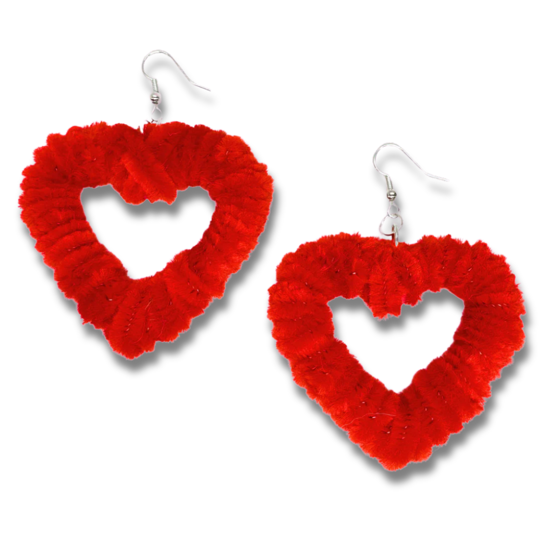 Fuzzy Heart Earrings