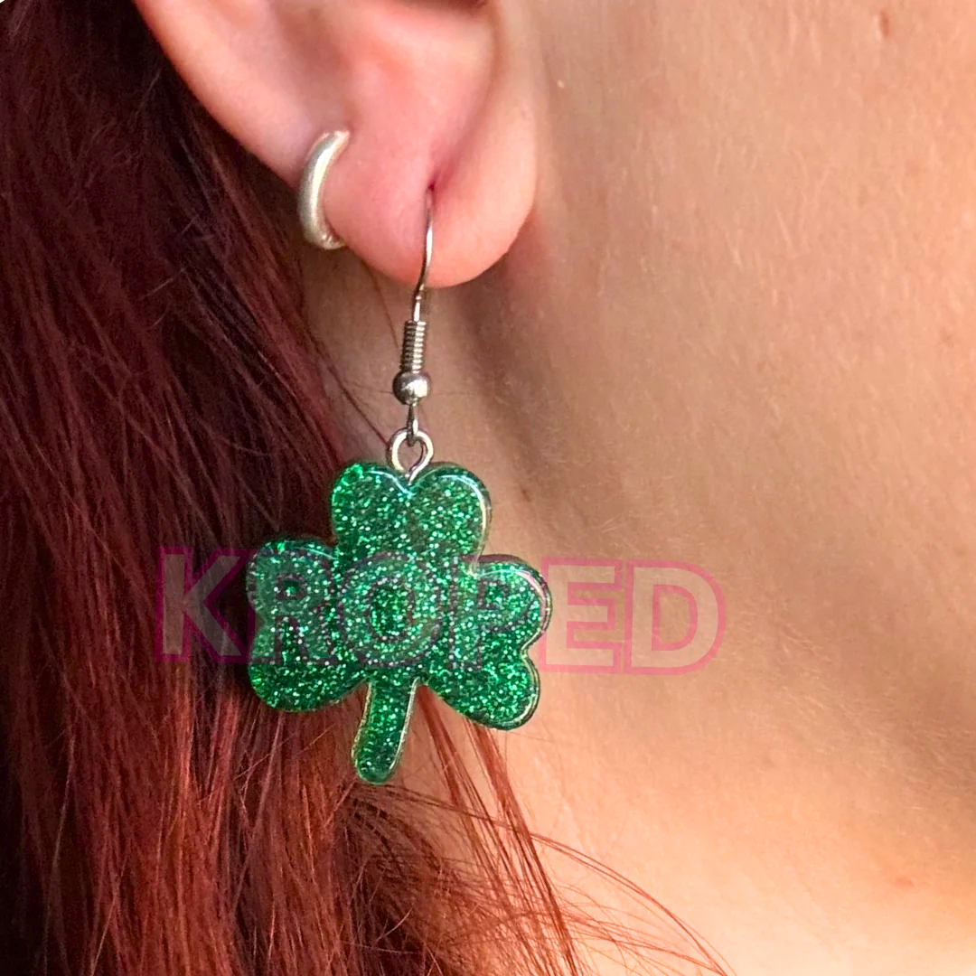 Small Glitter Clover Earrings