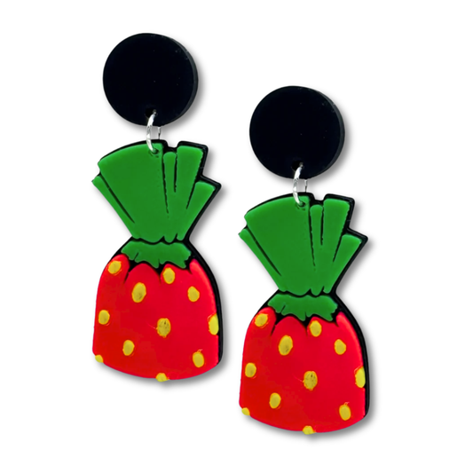 Strawberry Candy Dangle Stud Earrings