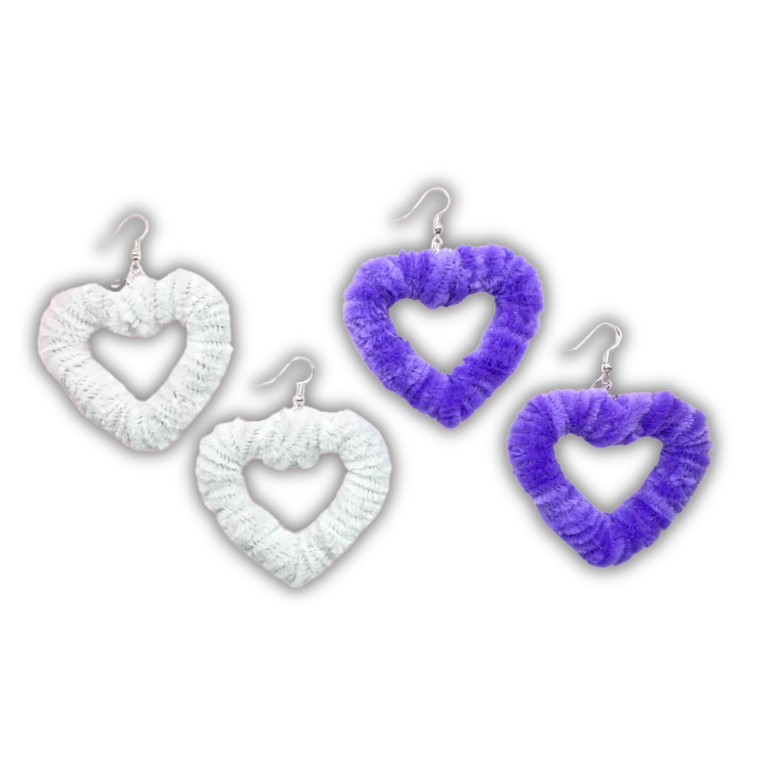 Fuzzy Heart Earrings