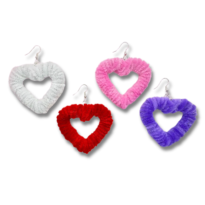 Fuzzy Heart Earrings