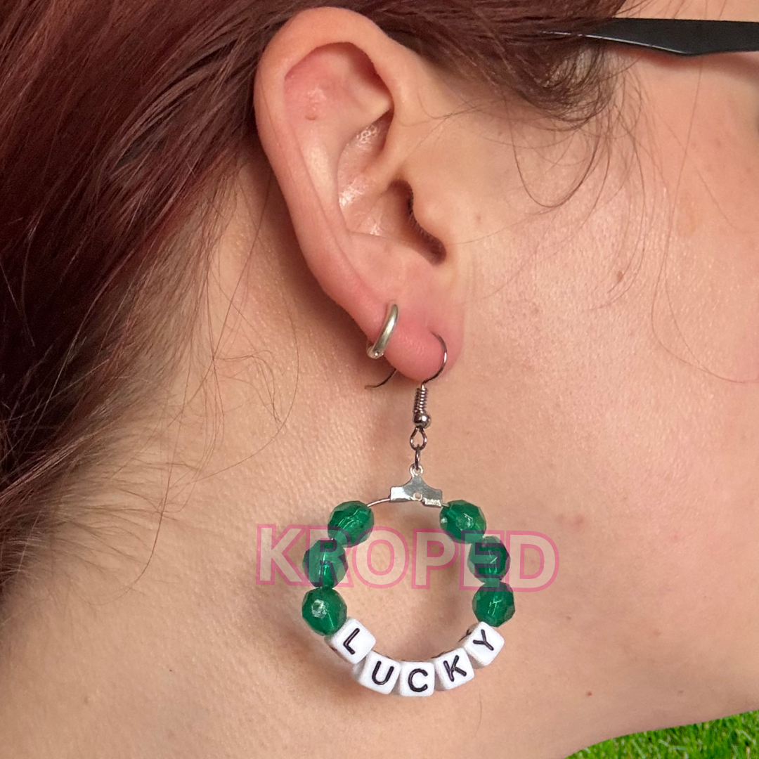 Lucky Beaded Hoop Earrings