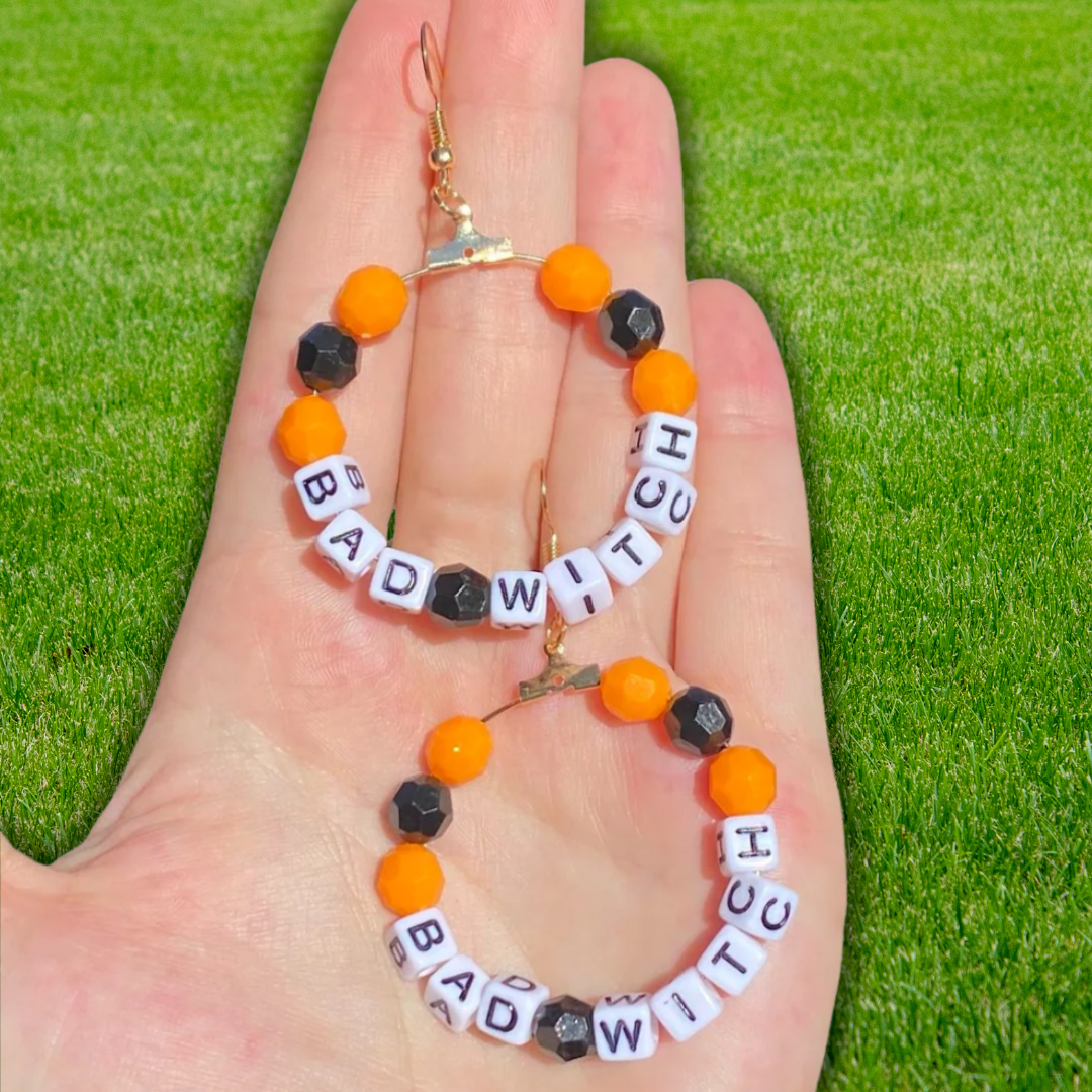 Halloween Beaded Hoop Earrings