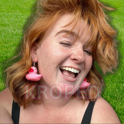 Pink Rubber Duck Earrings