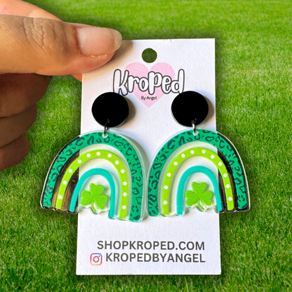 Green Rainbow Stud Earrings