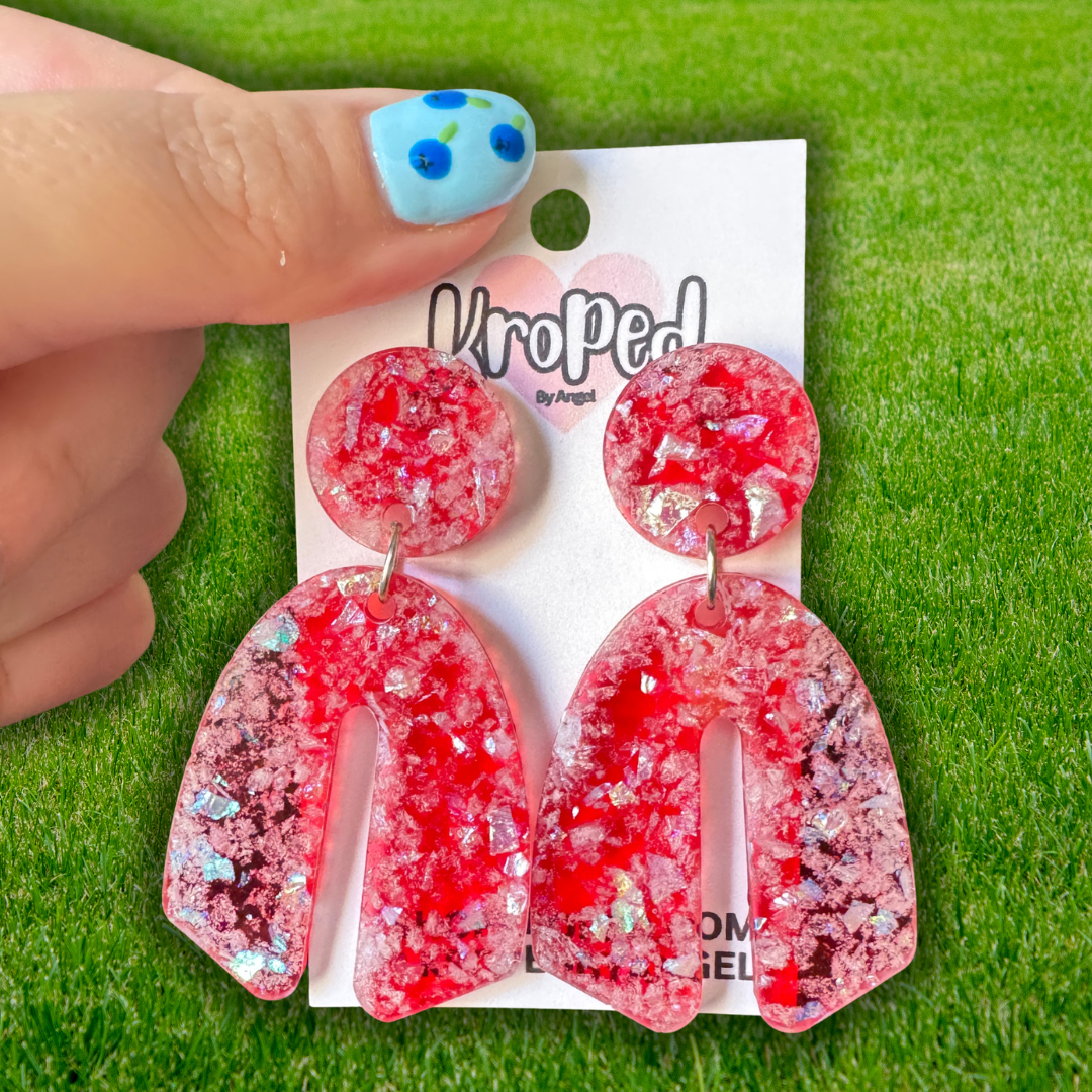 Red Sparkle Stud Earrings