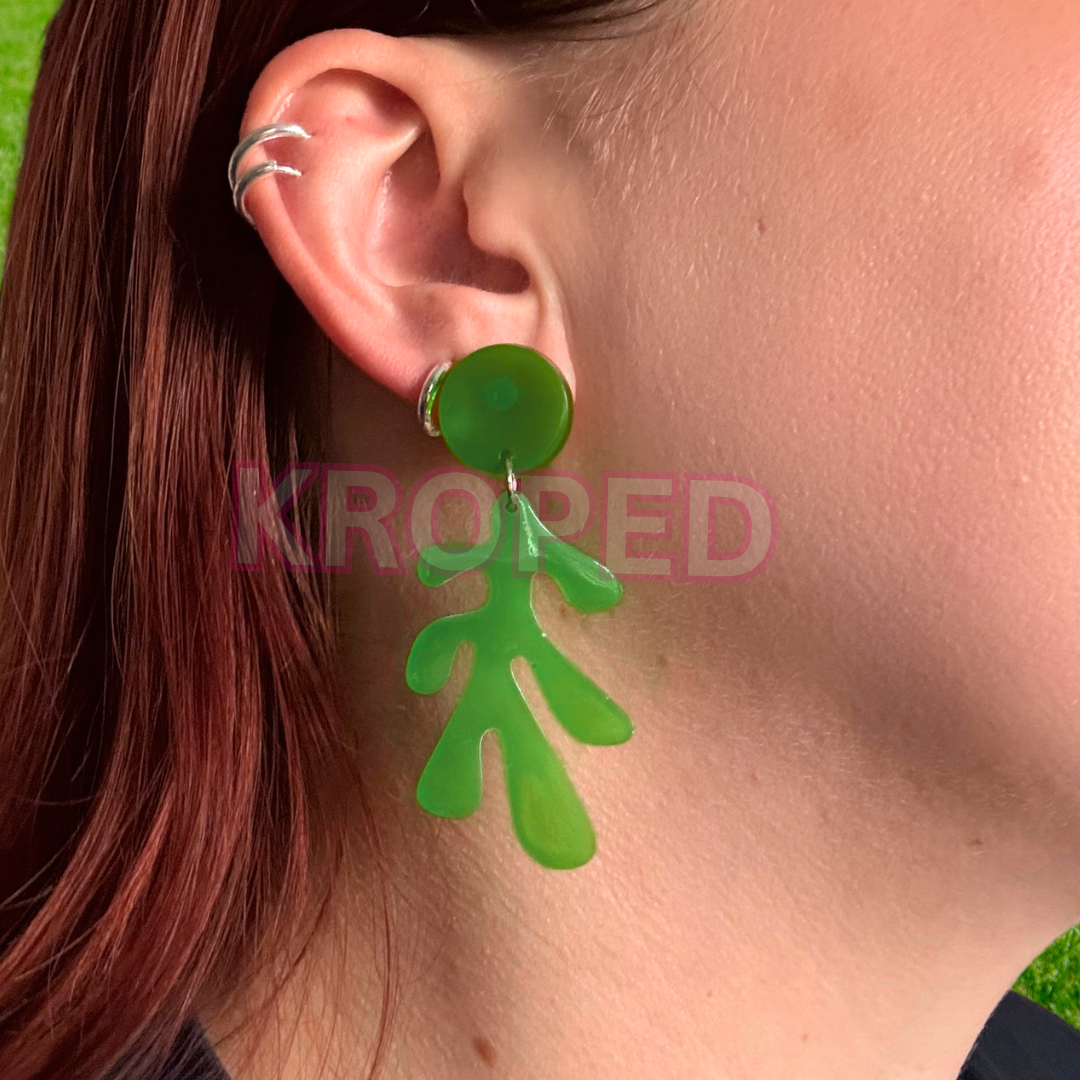Green Leaf Stud Earrings